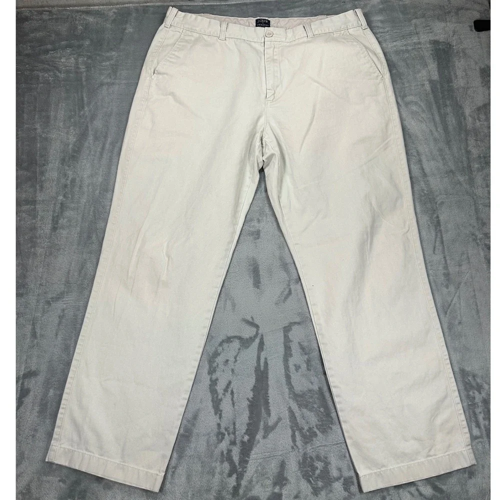 J.Crew The‎ Bleecker Chino Pants Mens 38x32 Khaki Tan Straight Leg Cotton Twill
